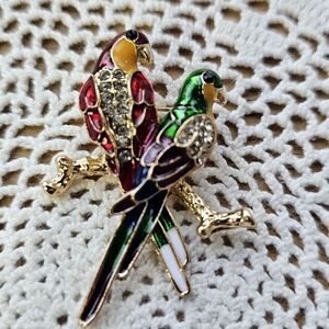 Elegant Animal Theme Parrot Couple Brooch Pin New